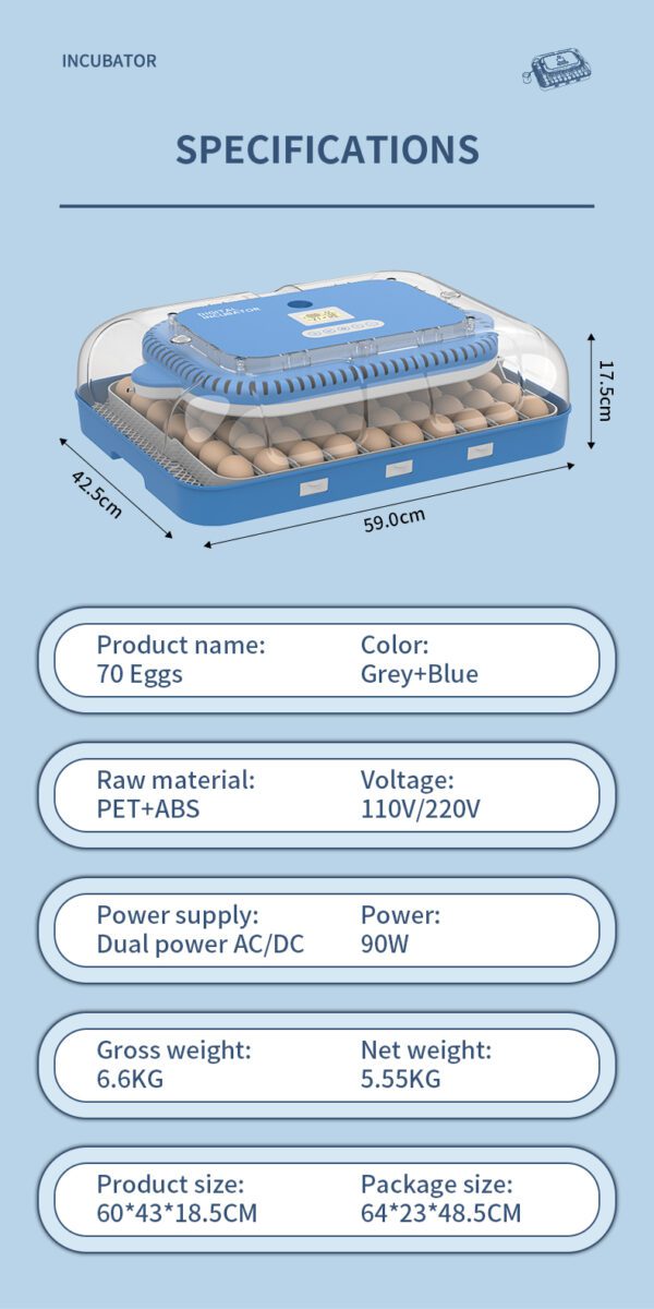 WONEGG 70 Yumurtalık Otomatik Kuluçka Makinesi
